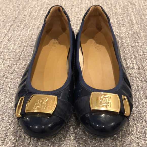 Navy Patent Leather Hogan Flats - Picture 1 of 2